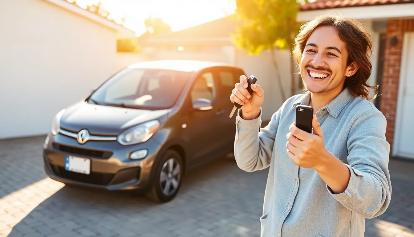 A hand passing over a set of car keys